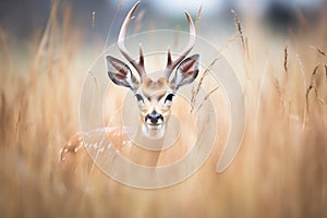 gazelle swerving around grass tufts