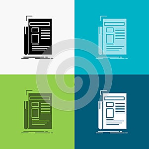 Gazette, media, news, newsletter, newspaper Icon Over Various Background. glyph style design, designed for web and app. Eps 10
