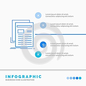 Gazette, media, news, newsletter, newspaper Infographics Template for Website and Presentation. Line Blue icon infographic style