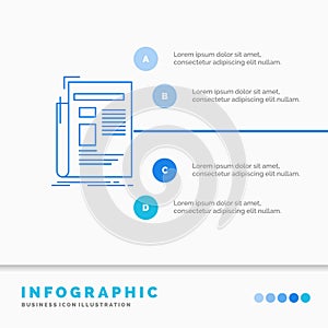 Gazette, media, news, newsletter, newspaper Infographics Template for Website and Presentation. Line Blue icon infographic style