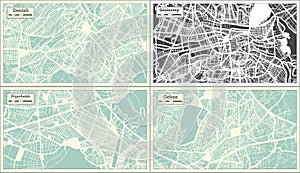 Gaziantep, Diyarbakir, Gebze and Denizli Turkey City Maps in Retro Style