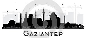 Gaziantep Turkey City Skyline Silhouette with Black Buildings Isolated on White