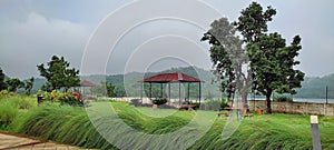 Gazibo trees and mountain view in a country side resort