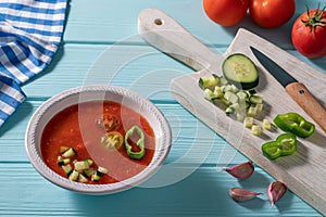 Gazpacho Andaluz is an Andalusian tomato cold soup from Spain