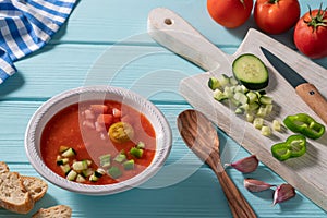 Gazpacho Andaluz is an Andalusian tomato cold soup from Spain