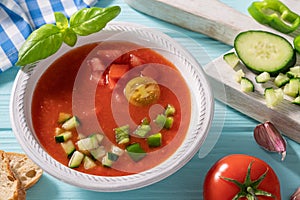 Gazpacho Andaluz is an Andalusian tomato cold soup from Spain