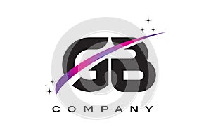 GB G B Black Letter Logo Design with Purple Magenta Swoosh