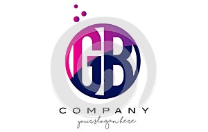GB G B Circle Letter Logo Design with Purple Dots Bubbles