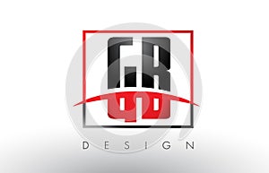 GB G B Logo Letters with Red and Black Colors and Swoosh.