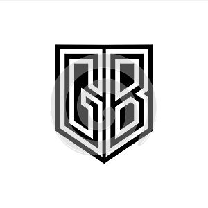 GB Logo monogram shield geometric white line inside black shield color design