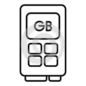 Gb memory board icon outline vector. Solid machine