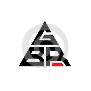 GBR triangle letter logo design with triangle shape. GBR triangle logo design monogram. GBR triangle vector logo template with red