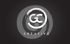 GC Circular Letter Logo with Circle Brush Design and Black Background.