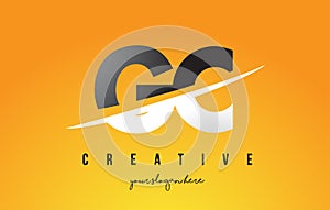 GC G C Letter Modern Logo Design with Yellow Background and Swoosh.