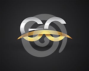 GC initial logo company name colored gold and silver swoosh design. vector logo for business and company identity