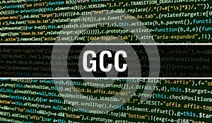 GCC concept with Random Parts of Program Code. GCC with Programming code abstract technology background of software developer and