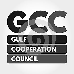 GCC - Gulf Cooperation Council acronym business concept background