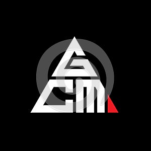 GCM triangle letter logo design with triangle shape. GCM triangle logo design monogram. GCM triangle vector logo template with red