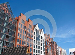 Gdansk cityscape, Poland, Polish new old architecture, touristic view