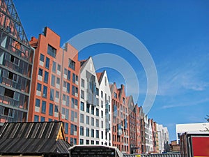 11 August, 2019, Gdansk, Poland. Gdansk cityscape, Poland, Polish new old architecture, touristic view