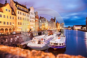 Gdansk with harbor in the evening, Poland