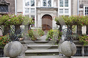 Gdansk - historic house entrance and terrace