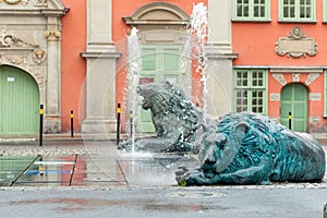 Gdansk lion fountain photo