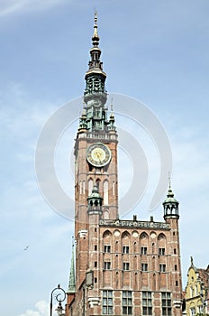 Gdansk Medieval Town Hall With A Clock