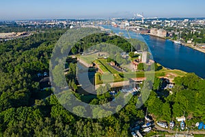 Gdansk. Medieval Wisloujscie Fortress Aerial View. Pomeranian Voivodeship, Gdansk, Poland