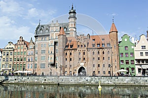 Gdansk Old Town Skyline By Motlawa River