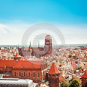 Gdansk Old Town Top View. Poland, Europe.