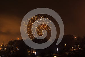 Gdansk celebrate new year with eve fireworks.