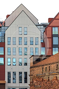 Gdansk, Poland. Facades of modern tenement houses