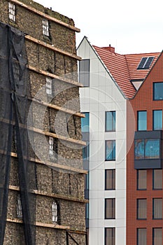 Gdansk, Poland. Facades of modern tenement houses