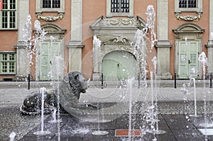 Gdansk, Poland - Fountain of the Four Quarters - architecture in the old town.
