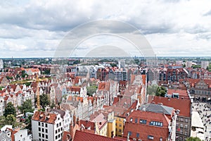 Aerial landscape view of Gdansk from old town