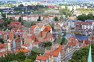 Urban landscape, aerial view of the old city of Gdansk, Poland