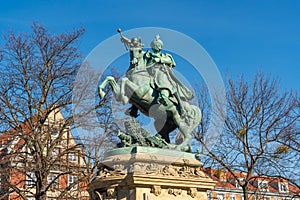 Gdansk, Poland - 11 March, 2022: Monument of king Jan III Sobieski