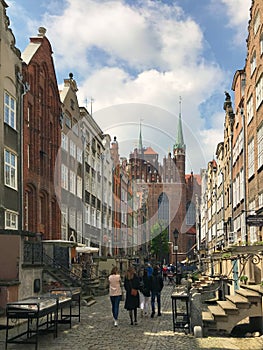 Gdansk, Poland, 22nd May 2021: The Gdansk city centre, popular Polish touristic destination.