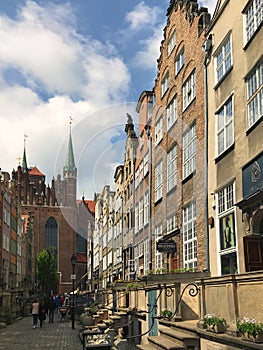 Gdansk, Poland, 22nd May 2021: The Gdansk city centre, popular Polish touristic destination.