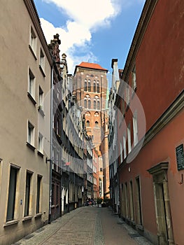 The Gdansk city centre, popular Polish touristic destination. The cathedral building
