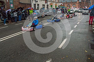 Children in gokarts at National Independence Day in Gdansk in Poland. Celebrates 99th annivers