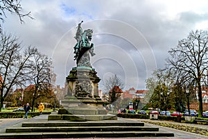 Monument to Jan III Sobieski in the historic center of Gdansk The wood market