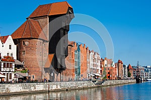 Gdansk, Poland - September 2015: Gdansk waterfront with the Zuraw Giant Crane and Water Gate