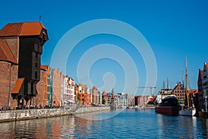 Gdansk, Poland - September 2015: Gdansk waterfront with the Zuraw Giant Crane and Water Gate