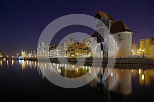 Gdansk of Riverside at night photo