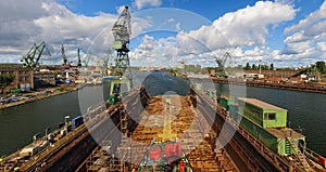 Gdansk Shipyard in a panorama photo