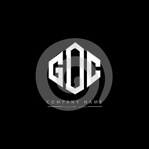 GDC letter logo design with polygon shape. GDC polygon and cube shape logo design. GDC hexagon vector logo template white and
