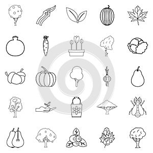 Gdn icons set, outline style