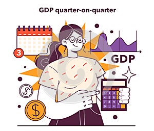 GDP quarter-on-quarter concept. Growing gross domestic product.